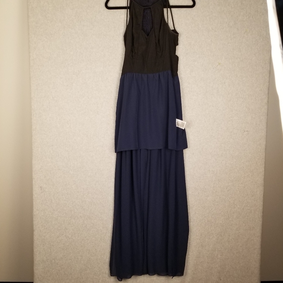 EUC BCBG Generation Navy Maxi With Black Lace Bodice  Size 0 - Picture 3 of 10